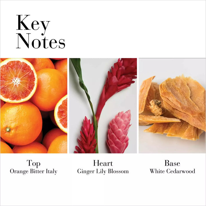 Key Notes: Orange Bitter Italy, Ginger Lily Blossom, Cedarwood