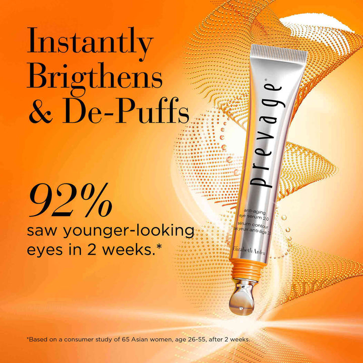 Instantly Brightens and De-puffs. 92% saw younger-looking eyes in 2 weeks.**Based on a consumer study of 65 Asian women, age 26-55, after 2 weeks